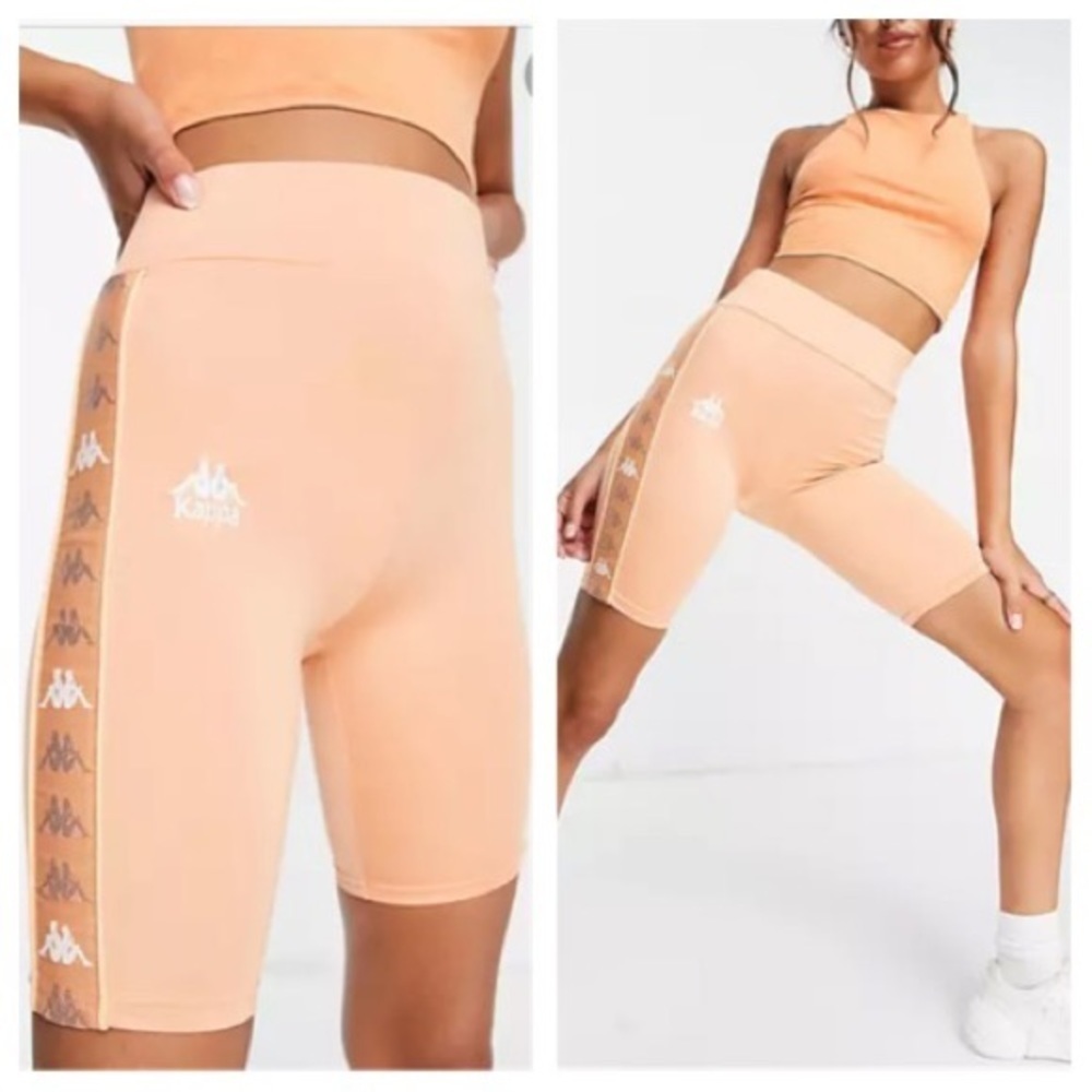 Kappa Logo Taping Legging Peach Biker Athletic Shorts sz XL